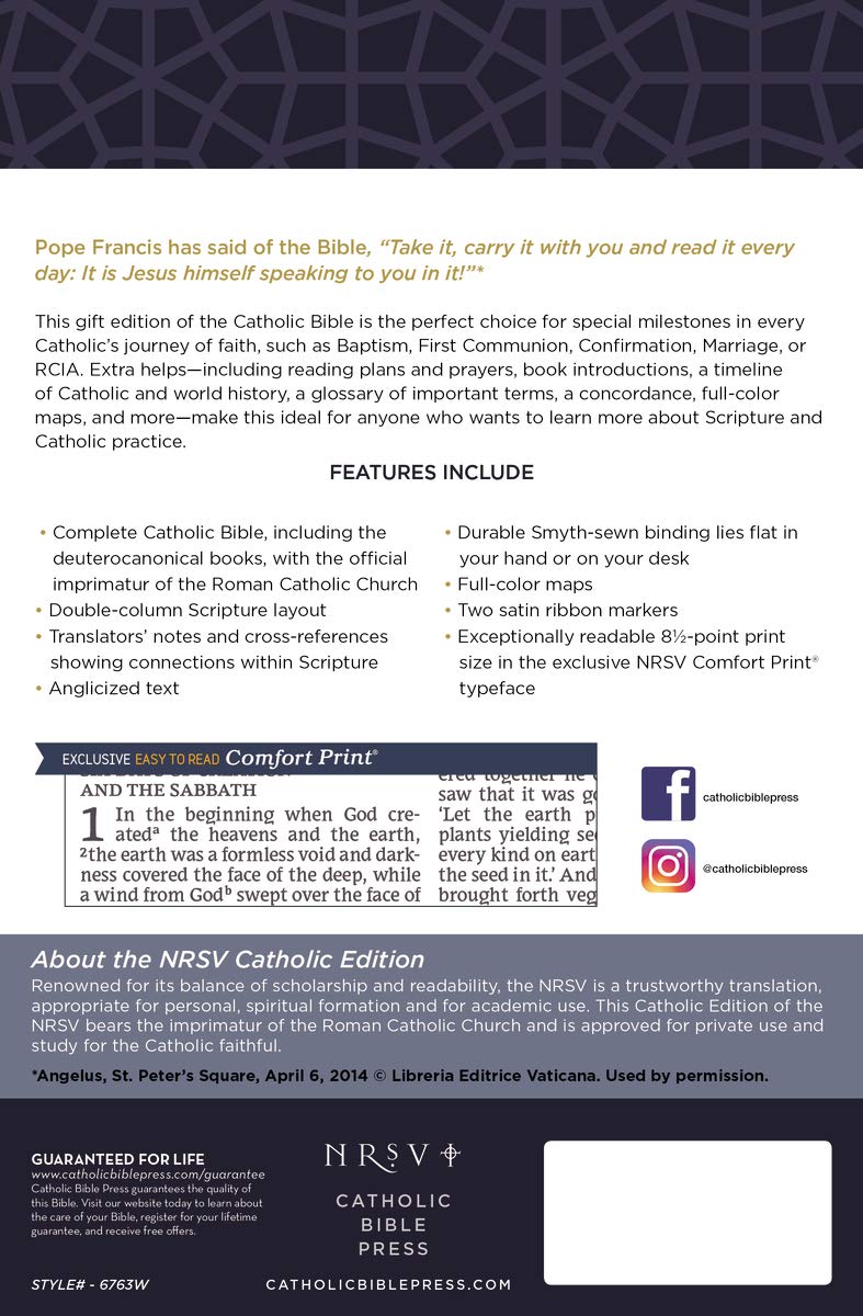 NRSV Catholic Edition Gift Bible, White Leathersoft (Comfort Print, Holy Bible, Complete Catholic Bible, NRSV CE): Holy Bible - Image 2