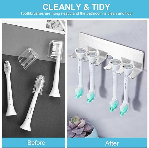Miniatura 4 de Soporte para cepillo de dientes montado en la pared, soporte de cabezal de cepillo de dientes eléctrico para baños, soporte de cabeza de cepillo de