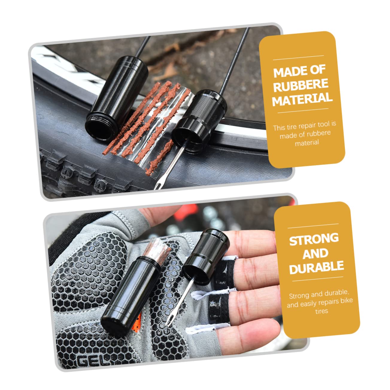 MUELODSIC 5sets Tire Repair Kit Rubber Repair Strips Easy Use Bike Repairing Accessory for Compatible Mountain and Folding for Emergencies