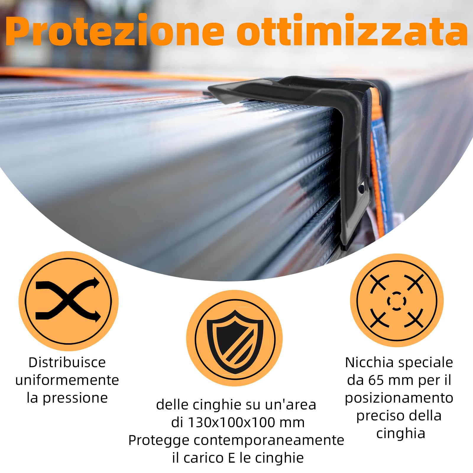 ATMWM 4 Paraspigoli In Gomma Per Cinghie Di Ancoraggio, 290x100x3 Mm, Protezione Bordi Per Fissaggio Carico Fino A 50mm - 5