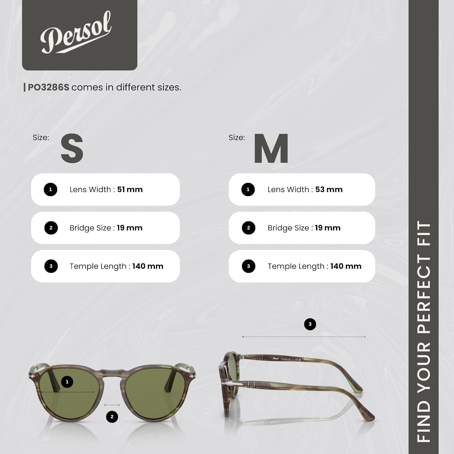 Persol PO3286S Round Sunglasses for Men for Women +BUNDLE with ACCESSORY EYEWEAR KIT Striped Green / Light Green 53 Millimeters image 4 of 5 B0CX5QNN78