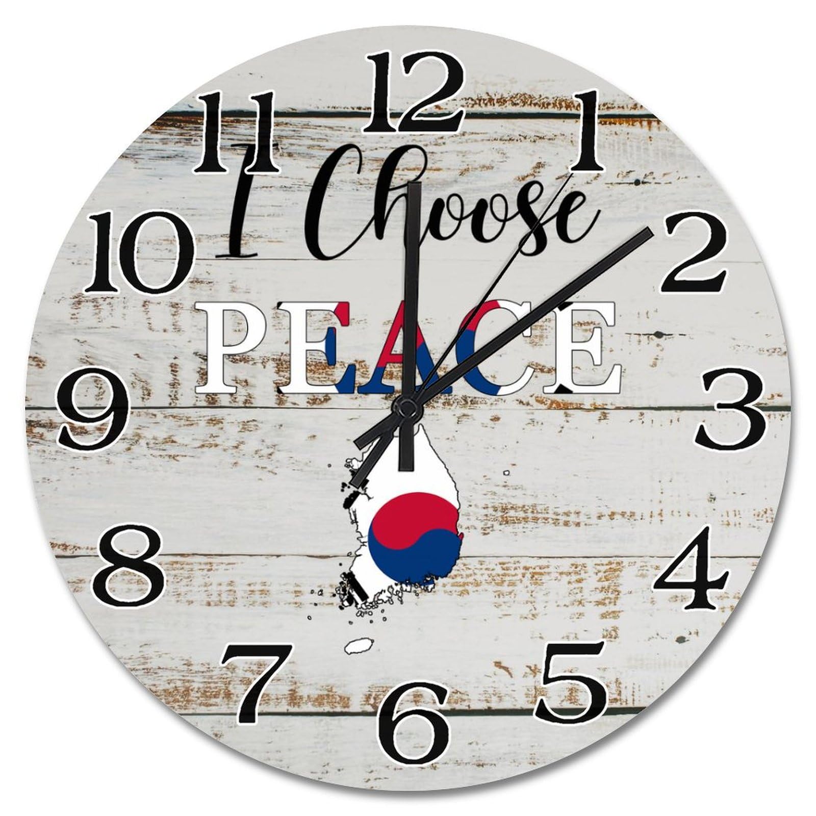 Horloge murale Corée du Sud I Choose Peace pour salon et cuisine moderne