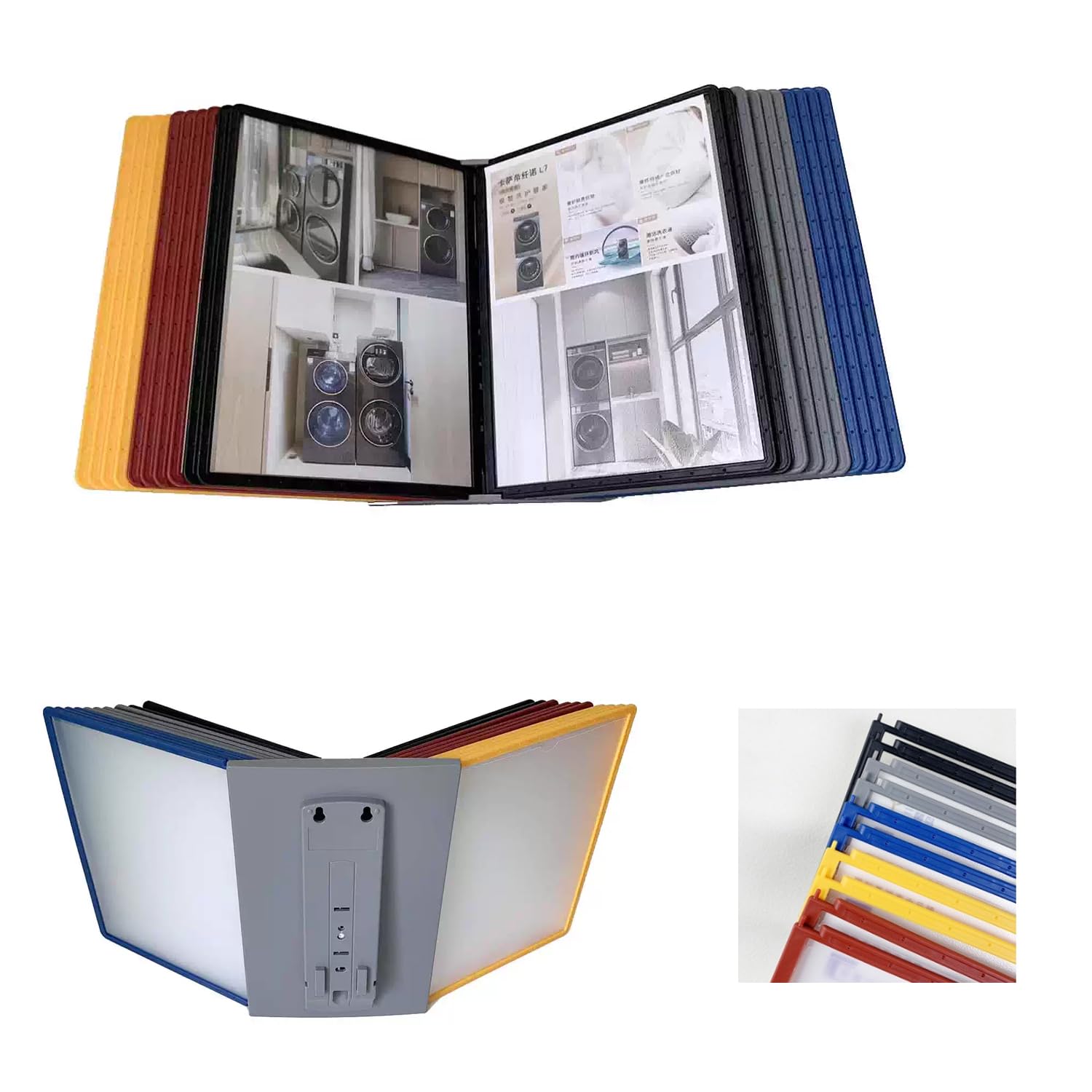 Sichttafelsystem a4,a4-Display-Boards,Wandmontierte Multifarbige Dokumentenhalter,Geeignet Für Ausstellungsräume Usw.,Ideal Für Verschiedene Präsentationsanforderungen (Vertical layout, 10)