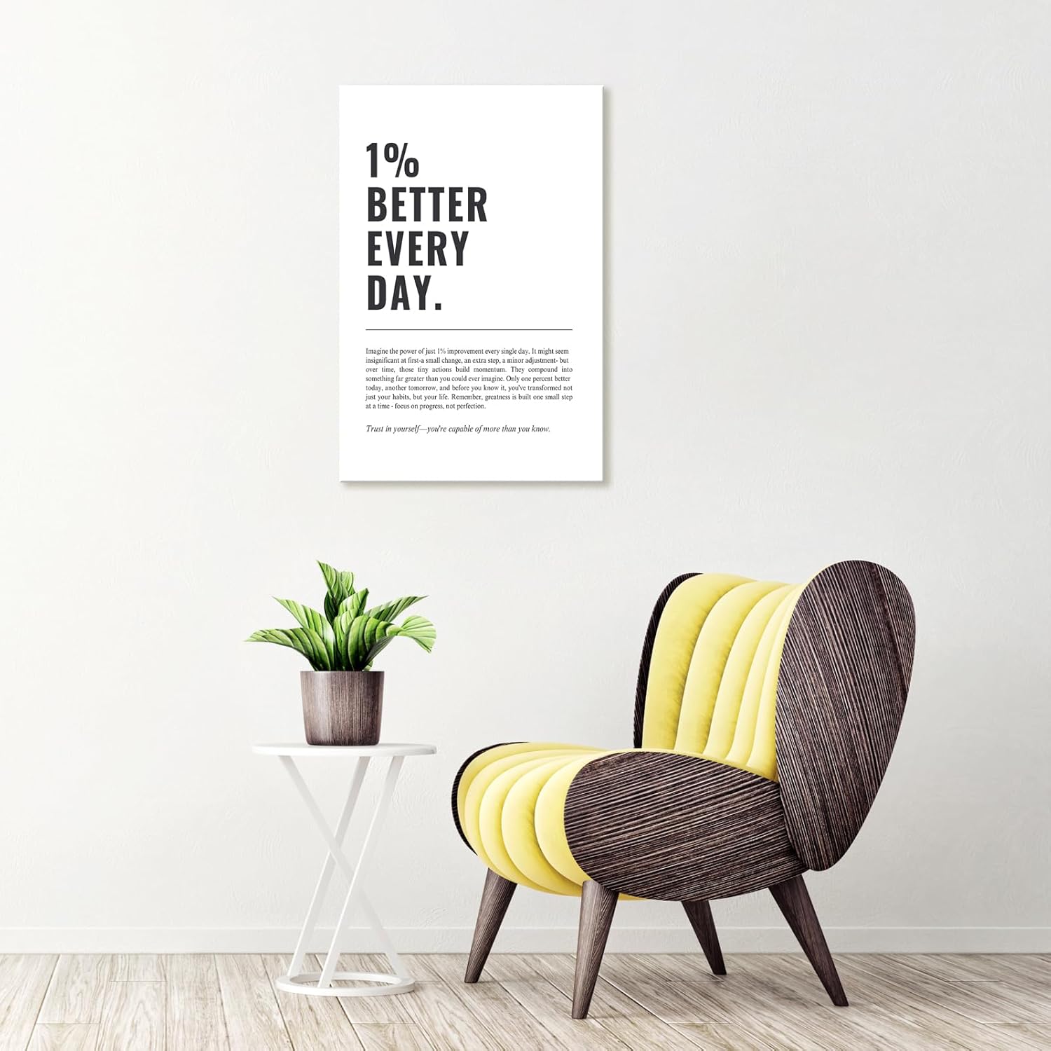 1% Better Every Day Motivational Wall Art Growth Mindset Self Improvement Quote Poster Minimalist Inspirational Wall Decor for Office Gym 12x16in Framed
