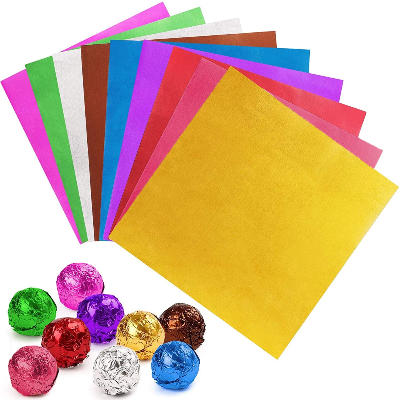 CYH Opakowanie czekoladowych cukierków - 900 sztuk 9 kolorów papier pakowy z aluminium klasy spożywczej - idealny do dekoracji i przechowywania ręcznie robionych czekoladek