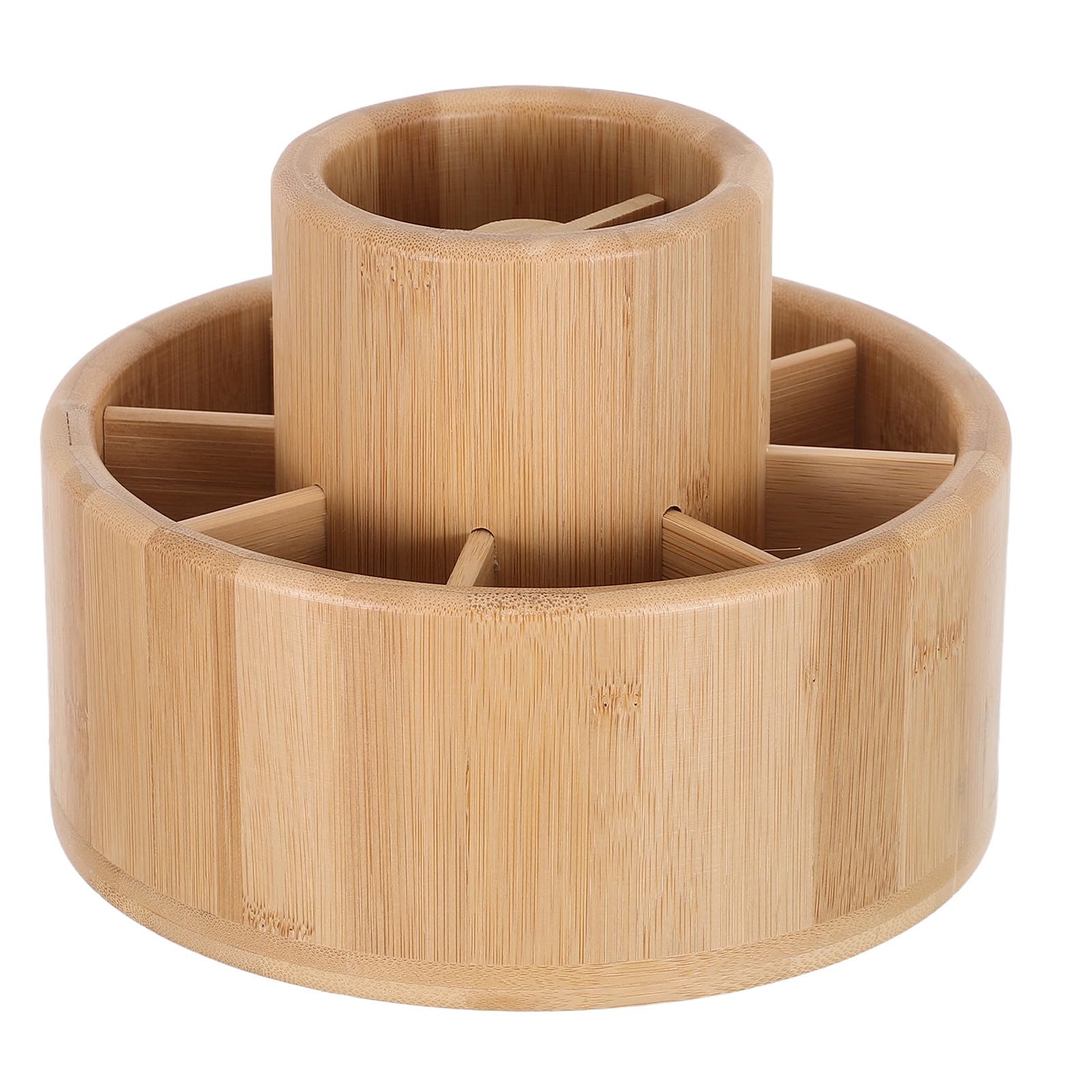 Organizador de Portalápices de Madera Giratorio Múltiples Compartimentos