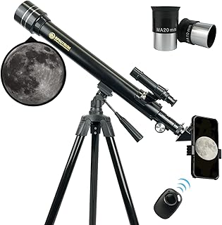 AstroLite 50AZ Refractor Telescope Travel Bag Bundle – 30x -180x Magnification - 50mm Aperture 600mm Focal Length Telescope – Bonus Smartphone Adapter - Manual Alt-AZ Telescope for Beginners