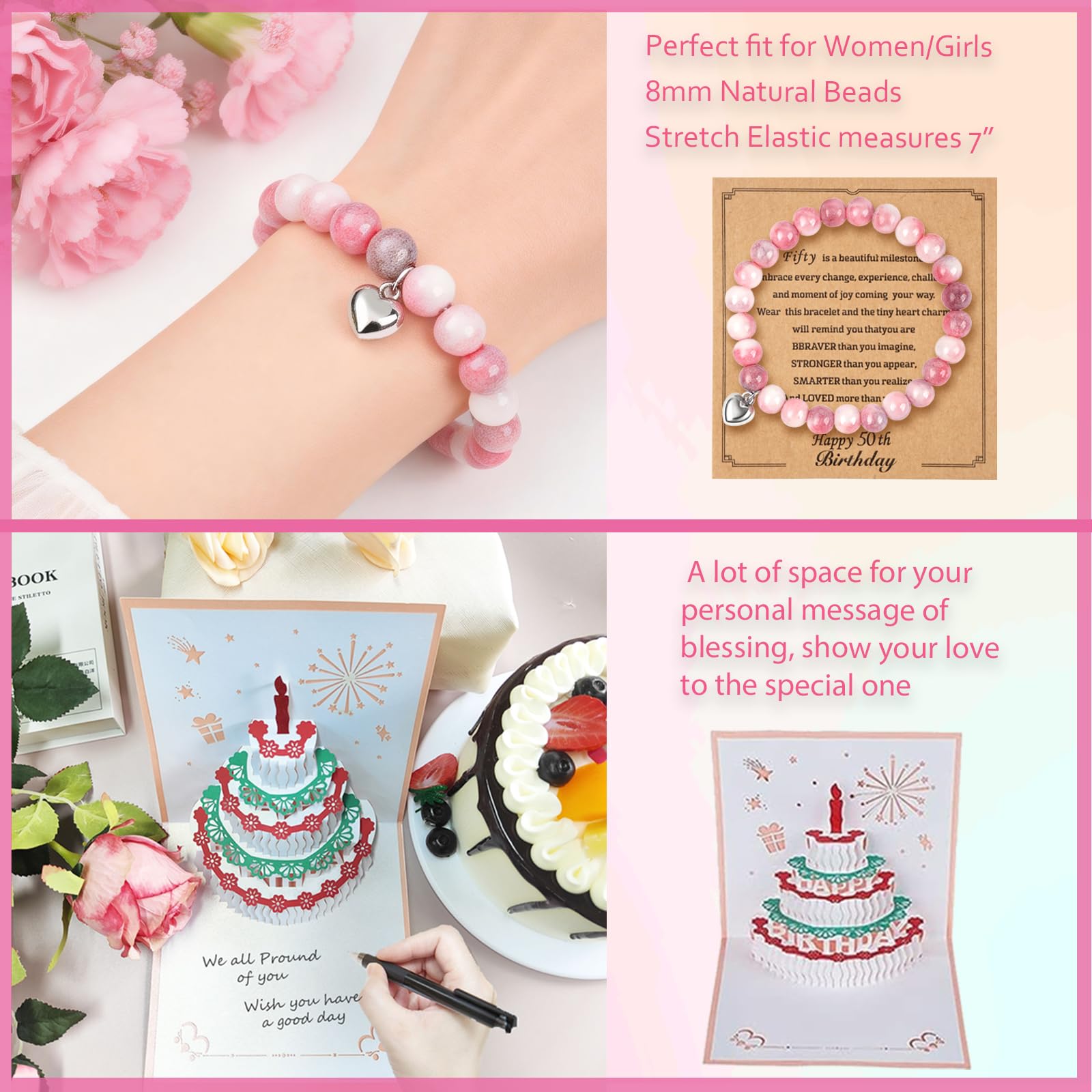 Awfrky Cadeau 50 ans Anniversaire Femme, coffret cadeau de joyeux 50e anniversaire pour meilleures amies, femme, maman, épouse, fille, sœur, sa petite amie, collègue, meilleure amie
