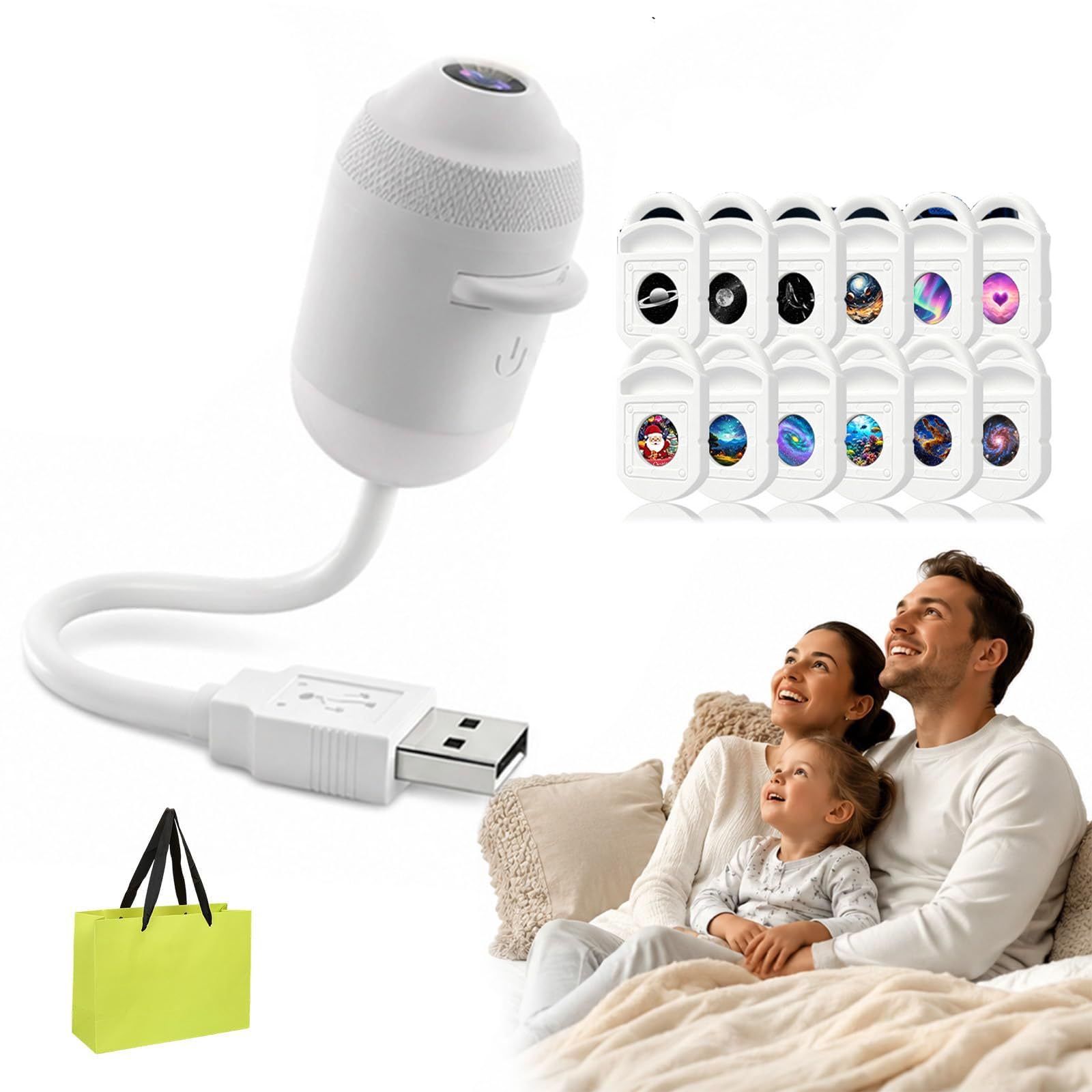 Comauo 2-in-1 Sternenhimmel-Projektor Nachtlicht, Stilllicht, dimmbar USB