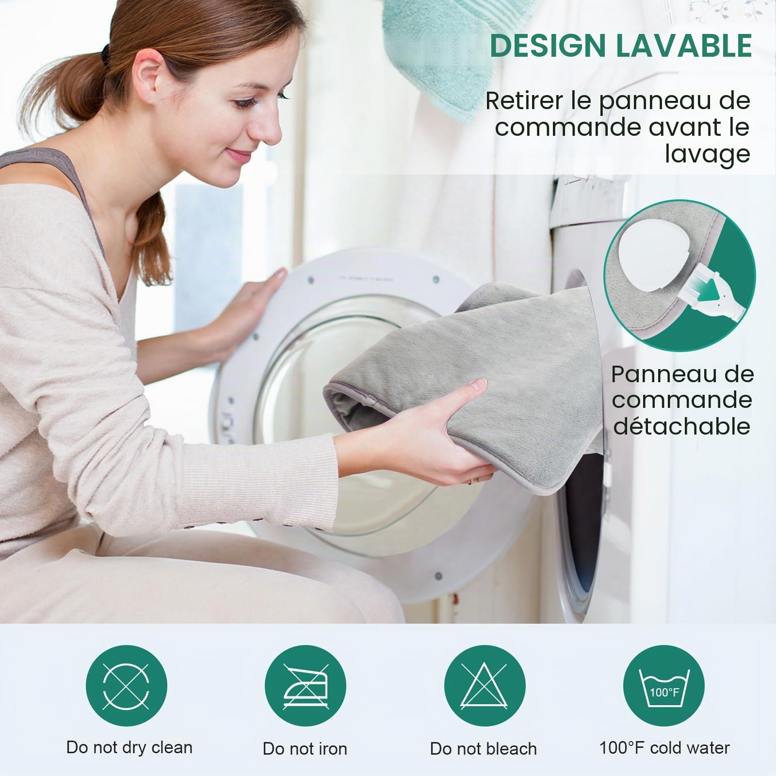 Coussin Chauffant pour dos, éPaules, Cou, Avec ArrêT Automatique, Lavable en Machine, 6 Niveaux de TempéRature Avec 4 Minuteries, Coussin Chauffant au dos (60 x 100 cm)