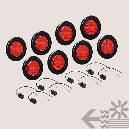Miniatura 7 de ONLINE LED STORE - Luces de delimitación lateral de 13 LED, redondas, de 6.35 cm (padre)., paquete de 8, Rojo