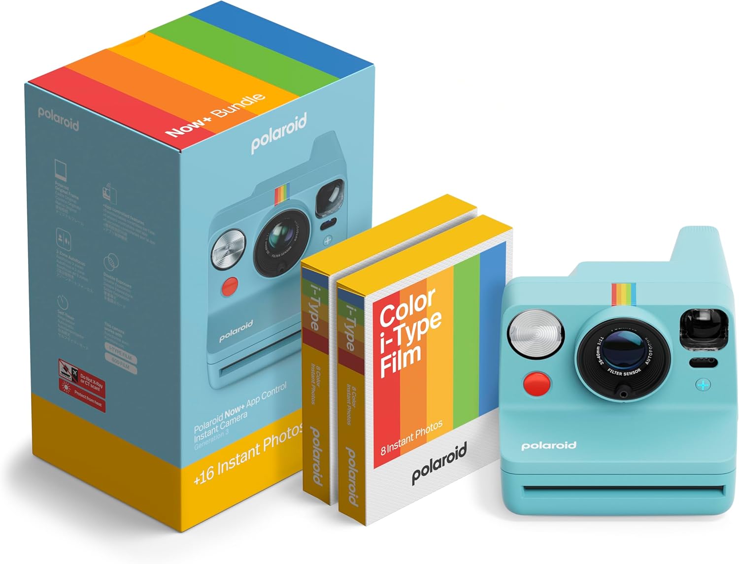 Polaroid Now+ 3rd Generation I-Type Instant Camera + Film Bundle - Now+ Bluetooth App Controlled Artic Blue Camera + 16 Color Photos (6645) Camera + Film Artic Blue - Image 1 of 8