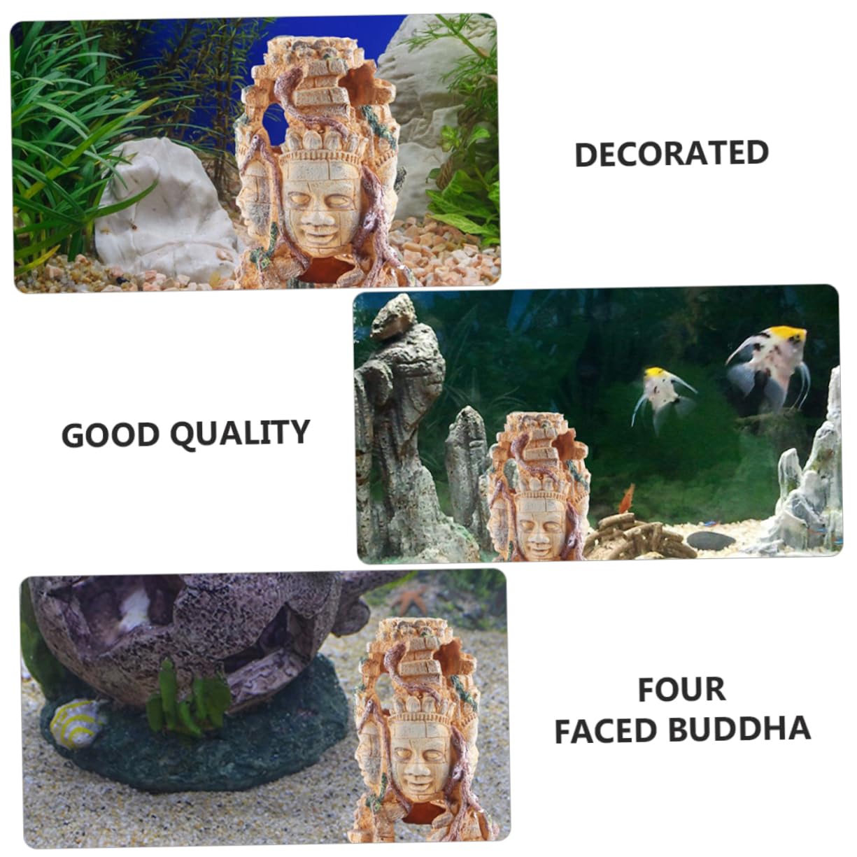 YARNOW Decorazione per Acquario in Resina Ornamento Teschio e Buddha a Facce per Acquario, per Vasche e Studio, Confezione