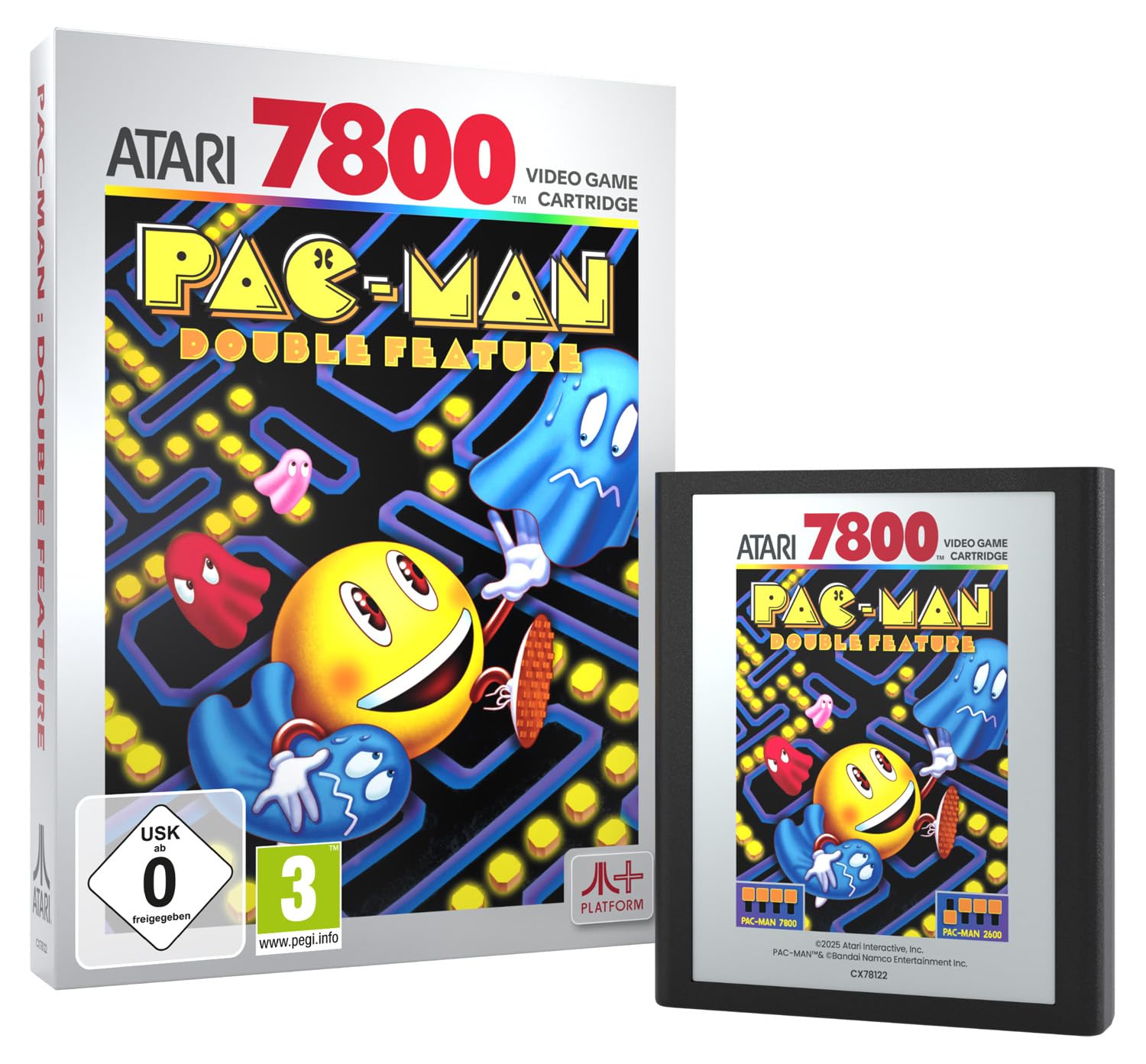 Dual function PAC-MAN (compatible with Atari 2600+, Atari 7800+ and Atari 7800 video game systems)