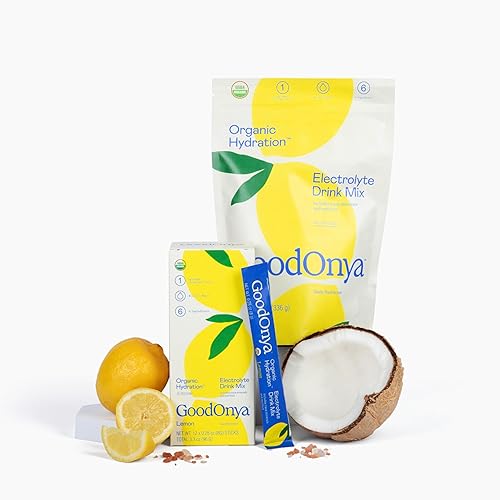 GOODONYA Polvo de electrolitos de hidratación orgánica 42 bolsas de servir + 12 palos de viaje