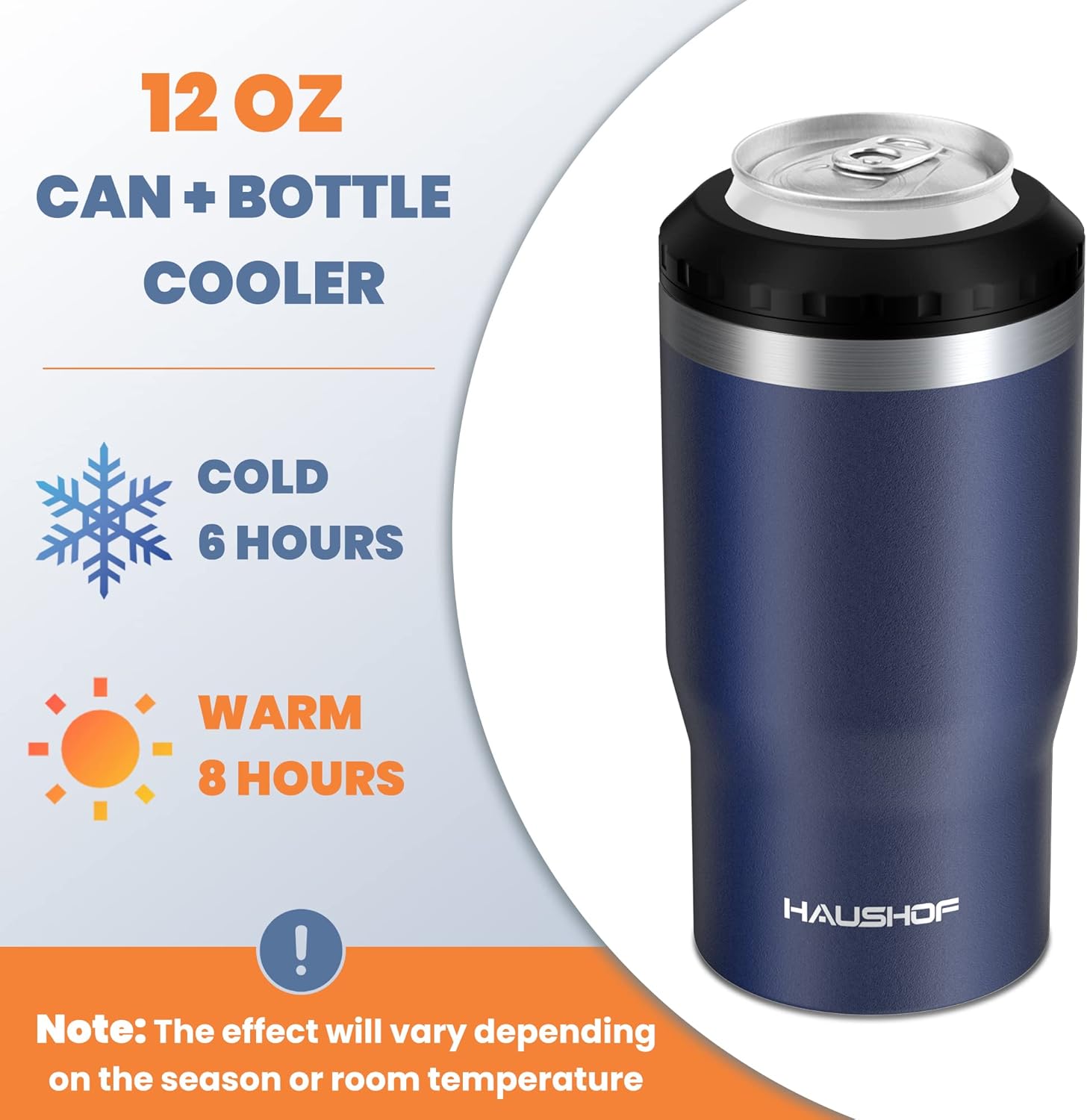 HAUSHOF 12 oz Can Cooler, 4 in 1 Insulated Stainless Steel Can Insulator, Fits for 12 oz Standard Can|12 oz Slim Can|12 oz Beer Bottle, Perfect for Camping, Beach, Picnic - Image 6