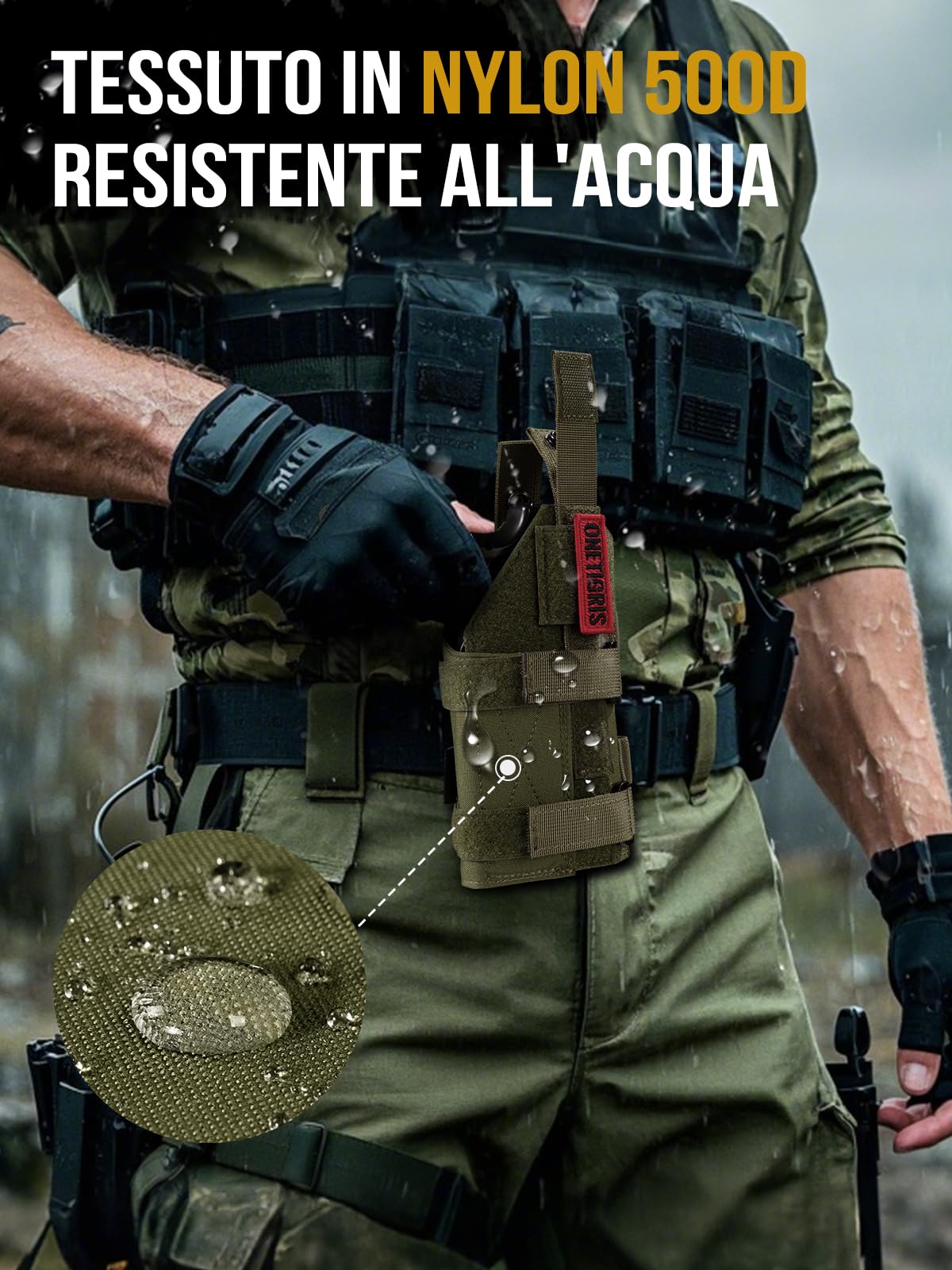 OneTigris Fondina Pistola Universale MOLLE – Compatibile con 17/19/20/21, Nylon 1000D, Regolabile (Destrimani) Fondina Cosciale & da Cintura per Softair, Paintball e Addestramento Tattico