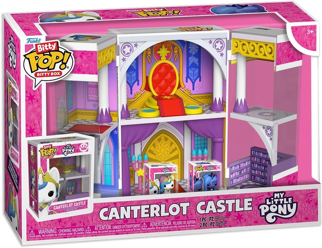 Funko Pop! Bitty Boxes: My Little Pony - Canterlot Castle Playset - Princess Luna and Princess Celestia - Collectable Display Case with Interior Scene and Storage - Gift Idea