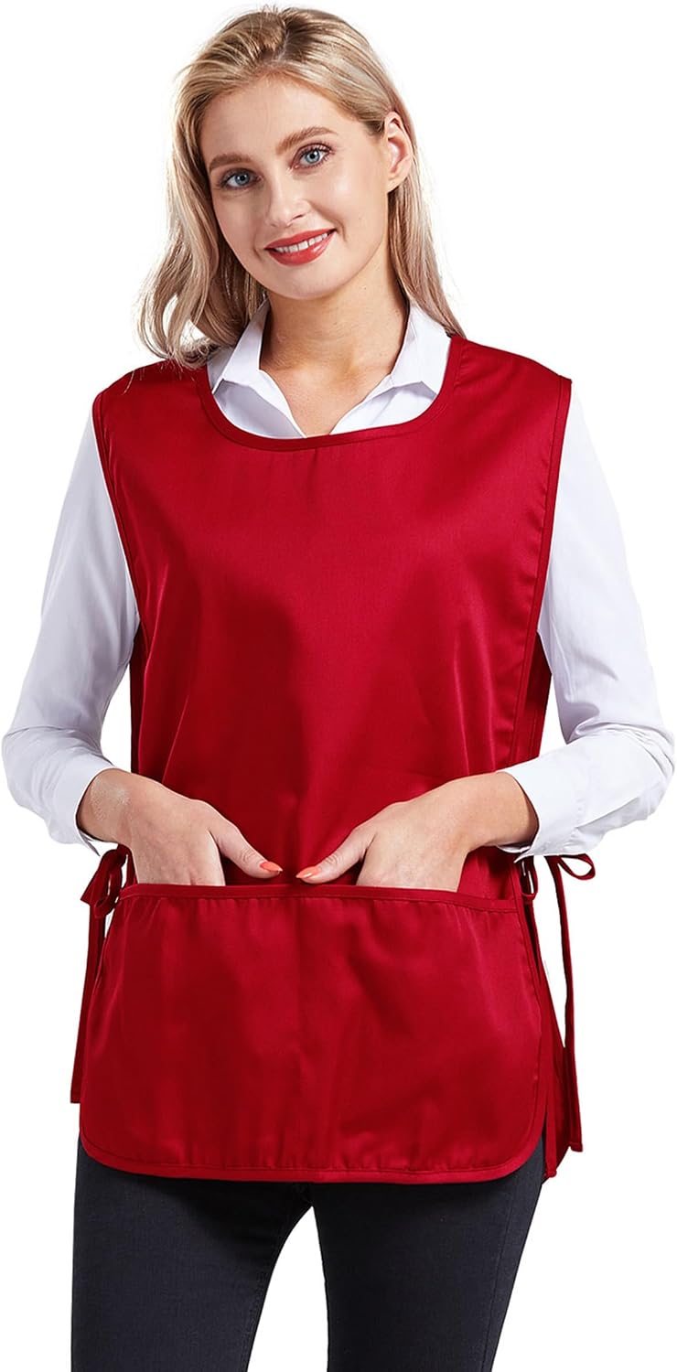 Nanxson Unisex 2 Pack Cobbler Apron with Pocket,Smock Apron with Side Ties | Cobbler apron for garden kitchen painting hairstylist,Smock bib with 2 pockets,Mashine washable,Vest style