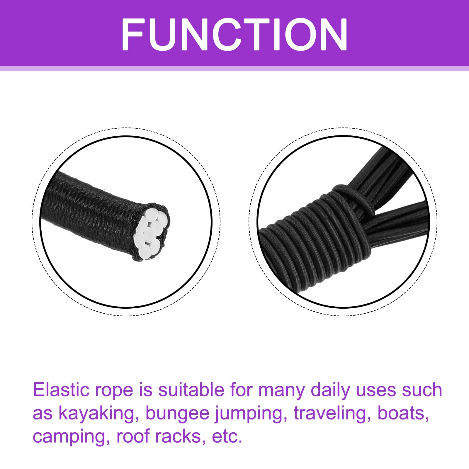 DMiotech 3mm Shock Cord, 7.6 M Black Bungee Cord Tent Pole Shock Cord Round Elastic Kayak Rope Stretch String… - Image 3