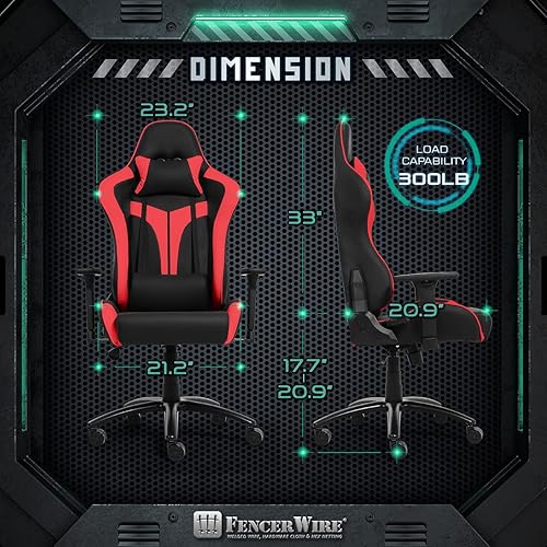 Miniatura 4 de Fencer Wire Silla ergonómica para videojuegos de lujo, silla ergonómica de cuero con respaldo alto, altura ajustable con elevación de gas comercial,