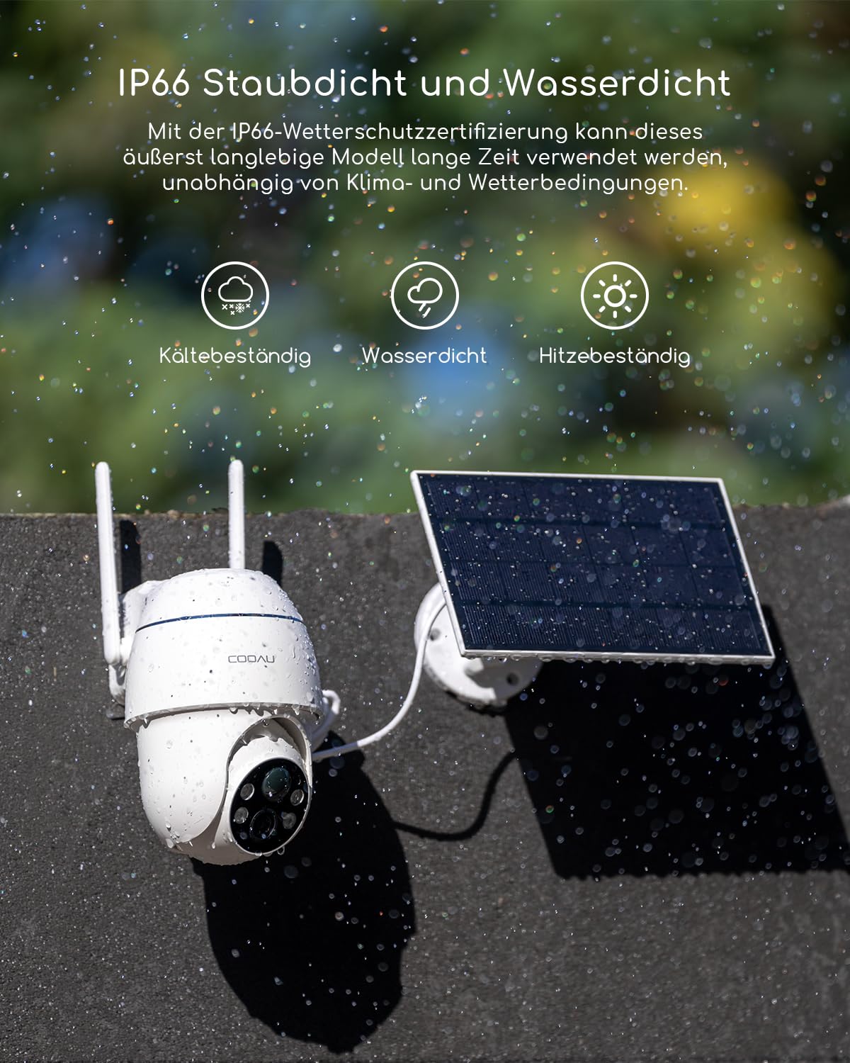 COOAU 5MP Überwachungskamera Aussen mit Solarpanel - 4dBi Kamera Überwachung Aussen Akku - WLAN Outdoor Kamera mit H.265-Videokomprimierung | 4 Spotlight | Cloud-Speicher | 2.4GHz