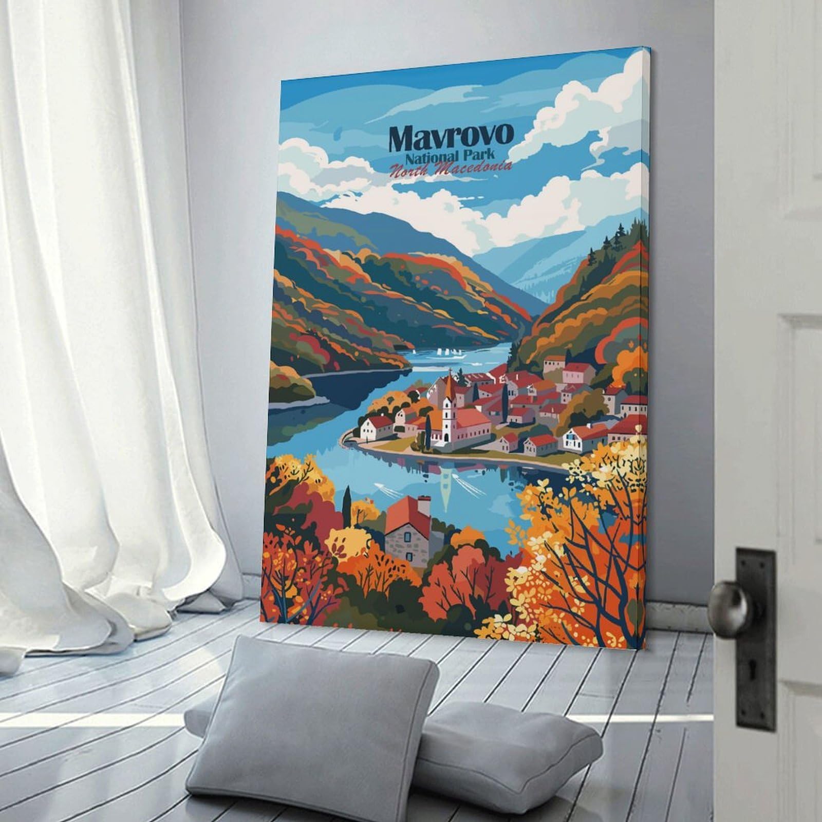 Junmoney Mavrovo National Park, North Macedonia Canvas Wall Picture 08x12inch(20x30cm), for Contemporary Homes, Apartments Or Offices, Wall Decor with Flexible Room Appeal