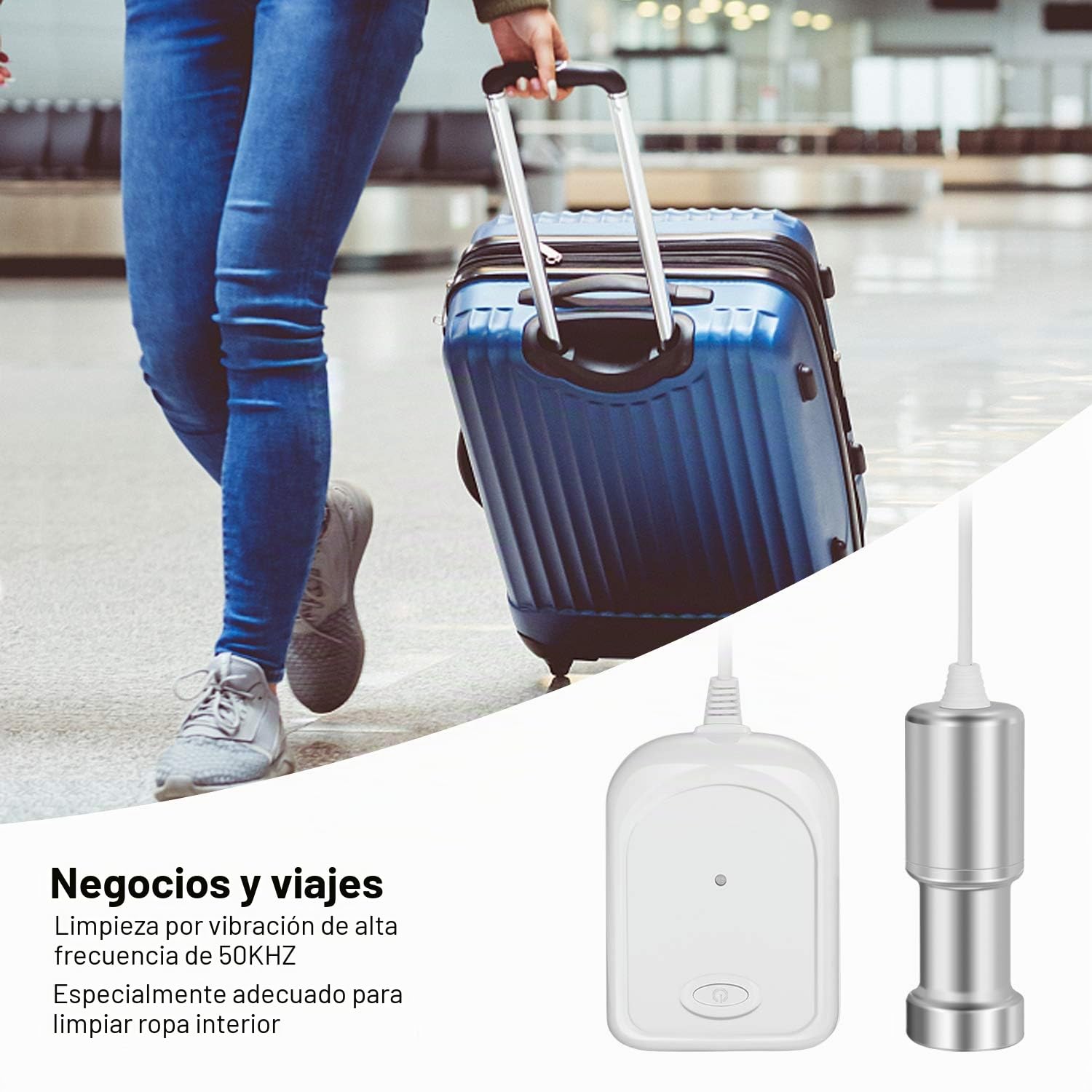 Limpiador ultrasónico portátil, BlumWay Mini limpiador por ultrasonidos en diseño de dos en uno, ideal para verduras y frutas, joyas, vasos, juguetes y ropa, etc.