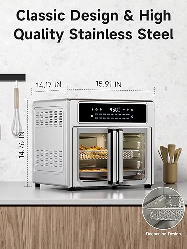 Miniatura 6 de Kitchen Elite Freidora de aire horno de puerta francesa, 26.4 cuartos de galón, fácil limpieza y uso, combo de horno tostador grande de encimera, 18