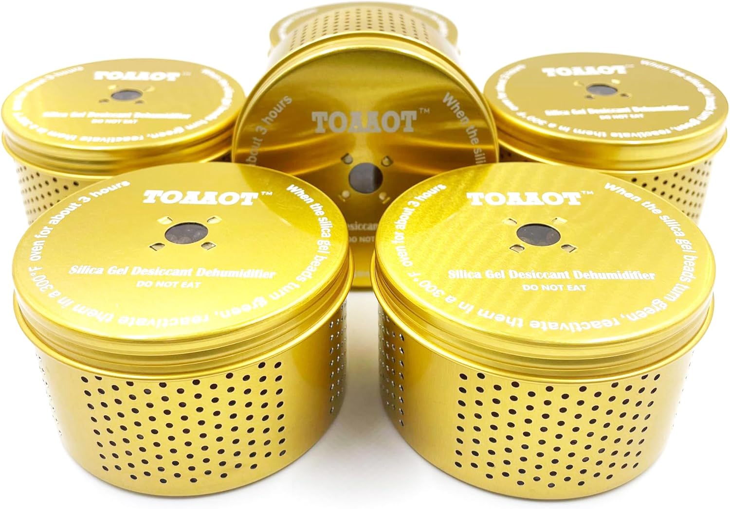 Gun Safe Dehumidifier 200g - Small Silica Gel Desiccant Canister, Moisture Absorber for Gun Cabinets & Safes, Protect 160 Cubic Feet, Gold, Aluminum Shell