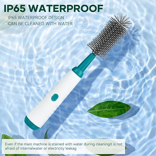 Miniatura 6 de FTUREERA Juego de 6 cepillos eléctricos para botellas, cepillo para biberones, estante de secado de biberones para botellas, impermeable,