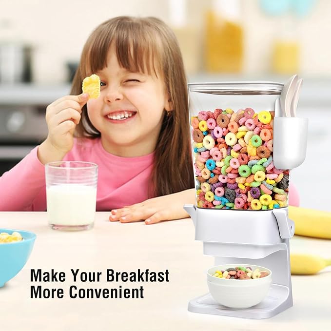 Dispensador de cereal para encimera con capacidad de 5.5 Qt, incluye 2 cuencos y cucharas. Contenedor grande para almacenar cereal, avena o granola, ideal para organización de cocina. miniatura 3