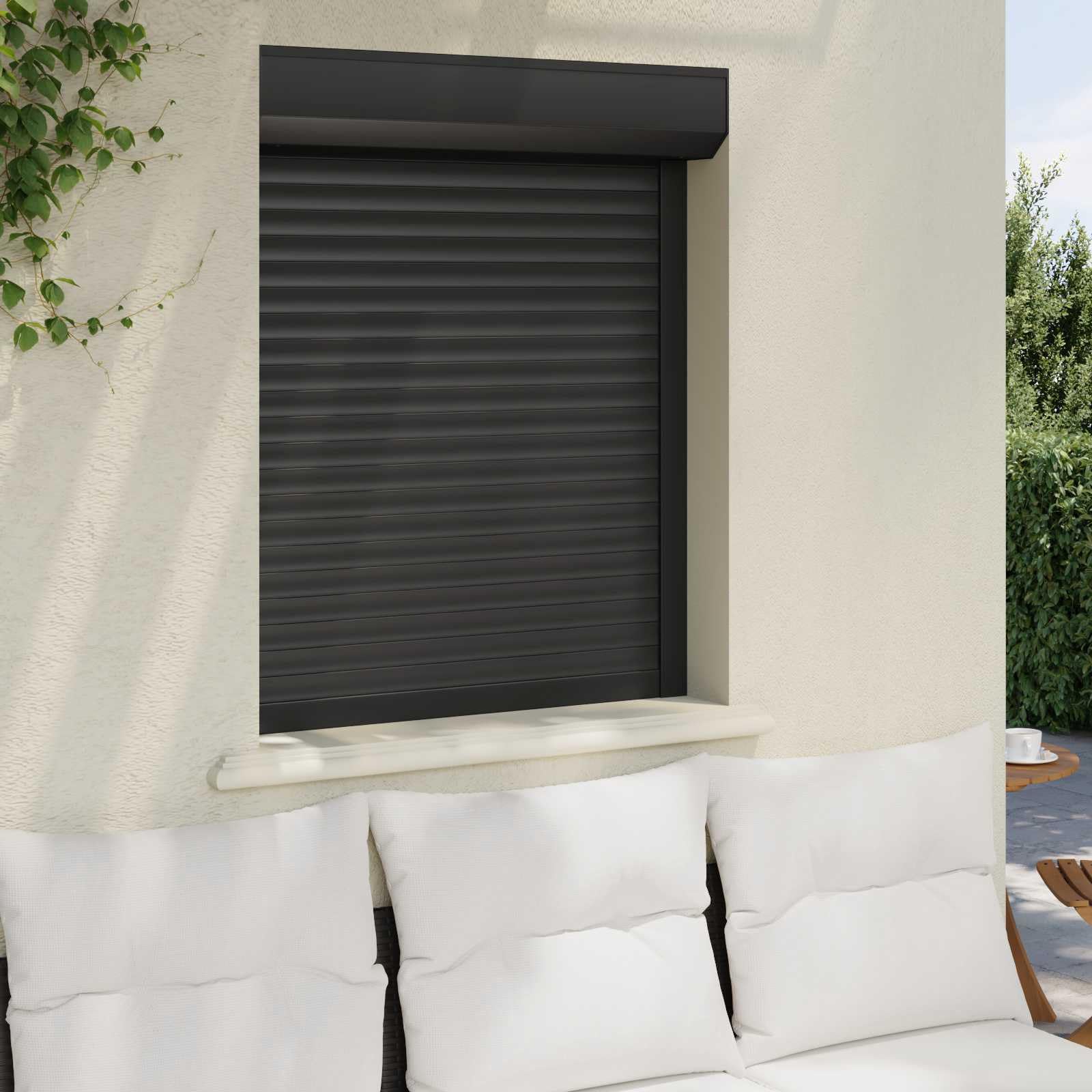 Volet roulant anthracite 80 x 100 cm en aluminium polyuréthane pour fenêtre extérieur et brise-vue