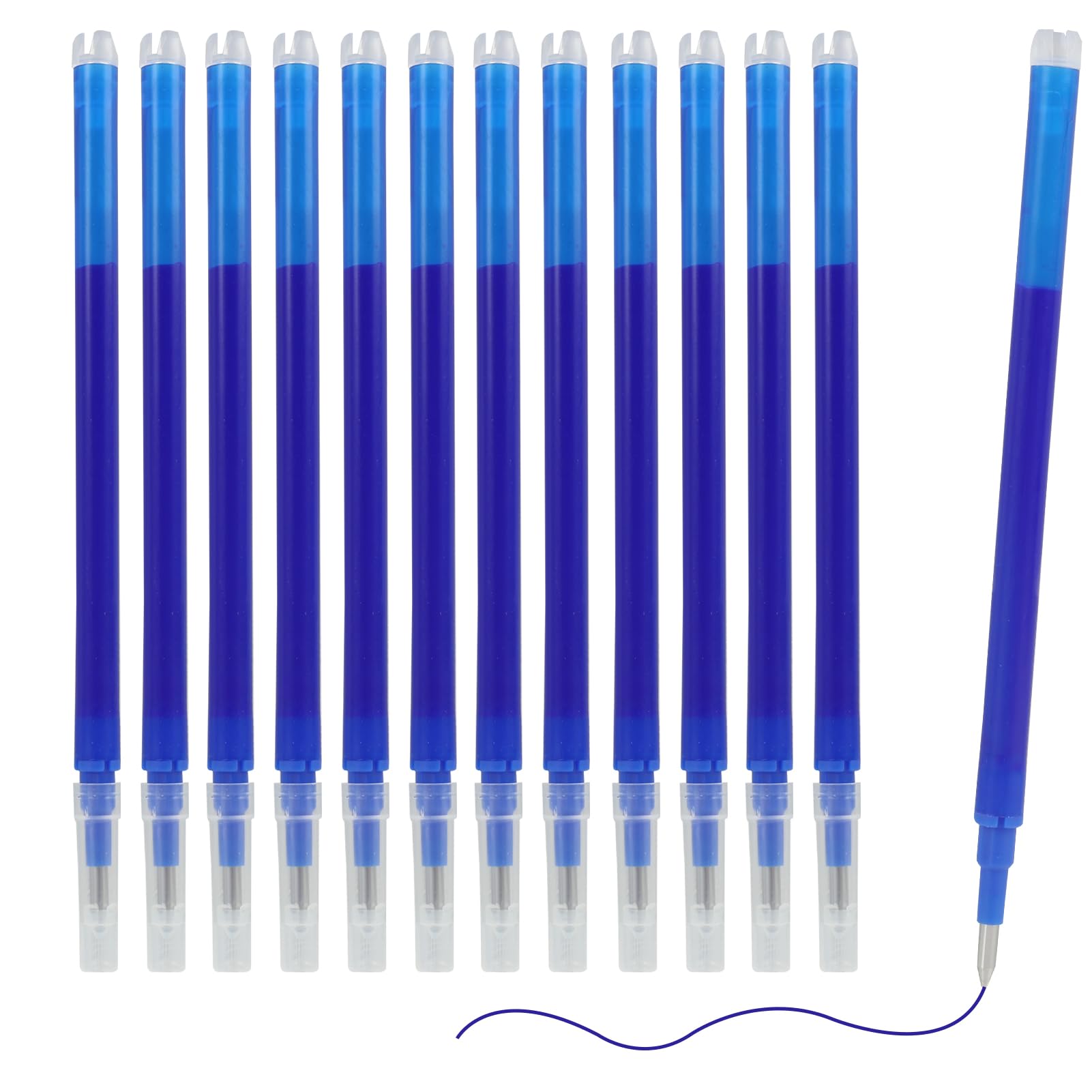 Pack de 12 Recambios Núcleo de la pluma Compatibles con Pilot Frixion, Bolígrafo Borrable 0.5mm Azul, Longitud de Escritura 400m, Tinta Termosensible (Azul)