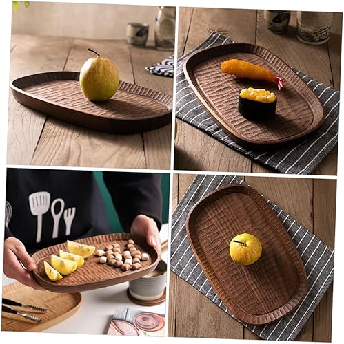 Miniatura 9 de Baluue 3pcs Walnut Snack Plate Coffee Table Trays Cupcake Toppers Party Food Plates Kitchen Countertop Tray Desk Topper Bandejas Decorativas para