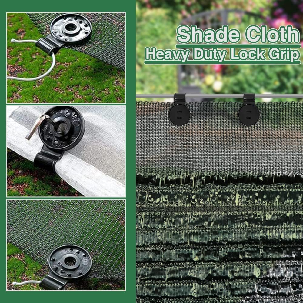 Shade Cloth Heavy Duty Lock Grip, 2024 Upgrade Black Round Plastic Sun Shade Clip Shade Cloth Fix Plastic Clips, Removable Reusable Shade Cloth Clips for Sun Shade Net Anti Bird Netting (100)