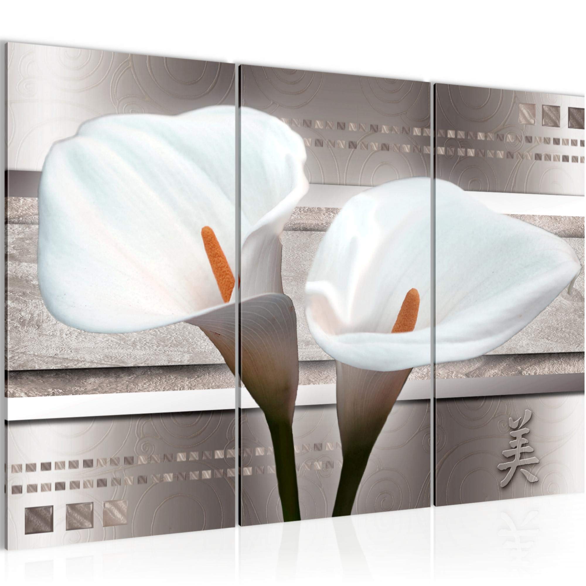 Runa Art Quadro Fiori Calla Moderno Su TNT - Made In Germany - Beige Grigio Astratto (205915c) - 2