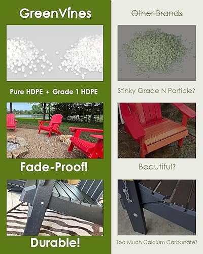 Miniatura 8 de GREENVINES Columpio de porche  51 pulgadas  Plástico HDPE  para patio al aire libre  Todo clima  Columpios de banco impermeables  con 4 cadenas de