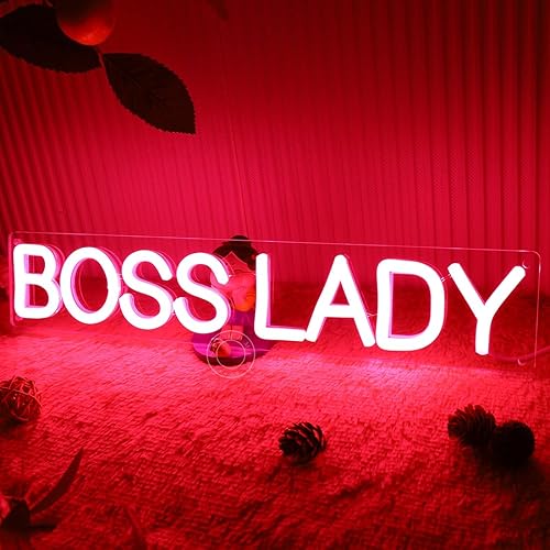 Miniatura 4 de SYLHOME Letrero de luz LED de neón con texto en inglés "Pink Boss Lady", letrero de placa de escritorio con USB, para niñas, mujeres, dormitorio,