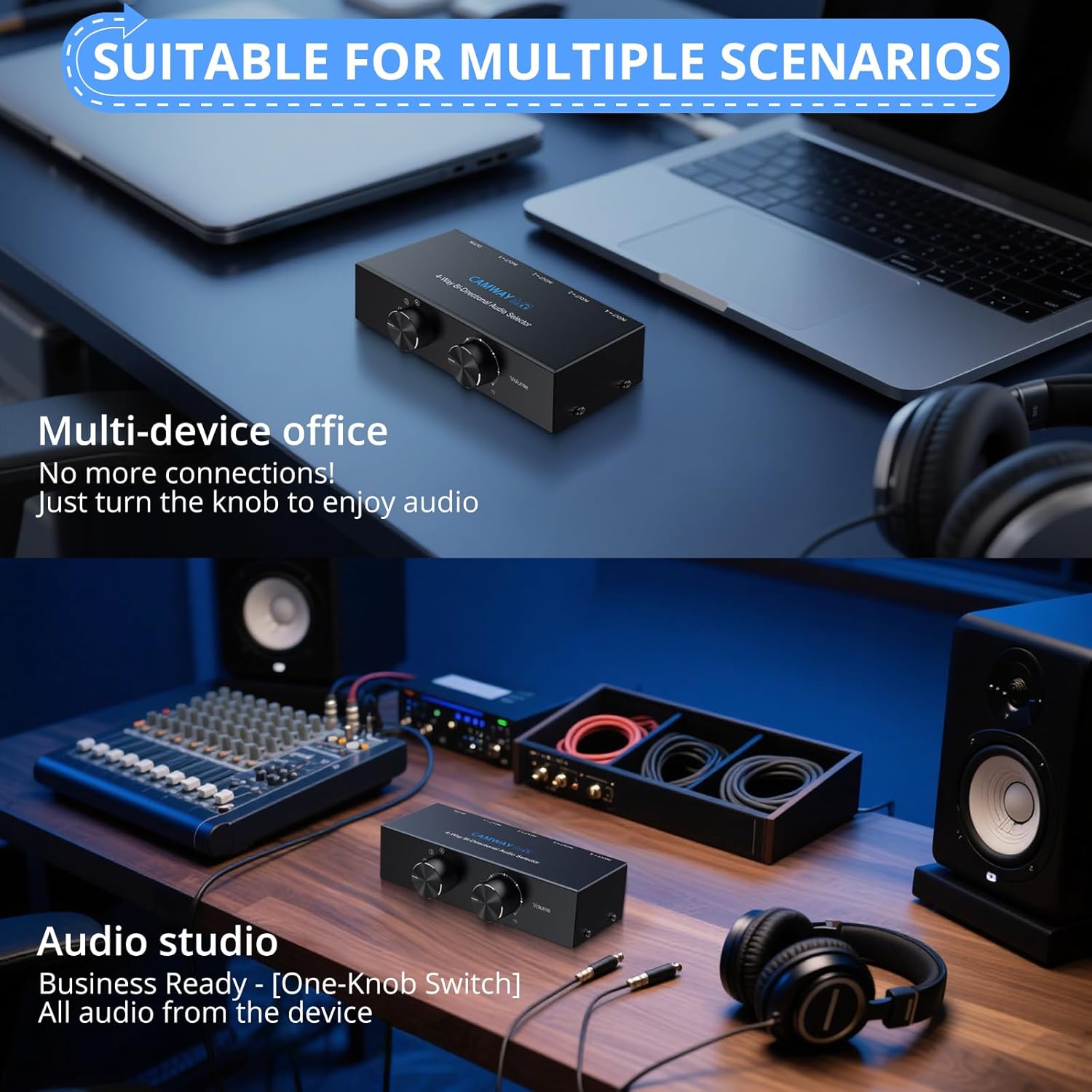 CAMWAY Bi-Directional 3.5mm RCA Audio Switcher+RCA to HDMI Converter