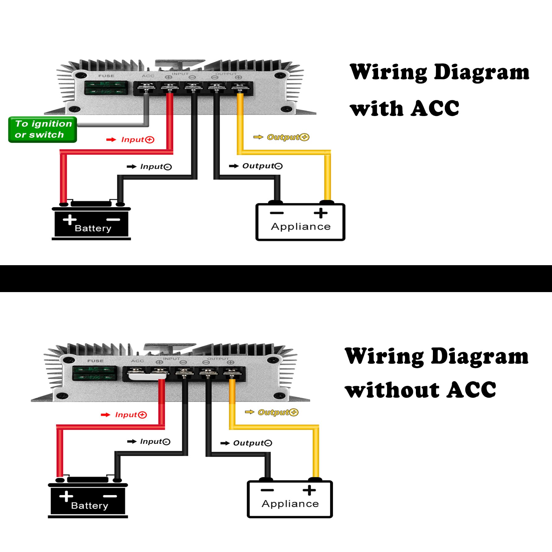 Transformateur abaisseur de Tension pour voiturette de Golf 40 A 480 W 12 V 48 V 36 V vers 12 V Convertisseur abaisseur de Tension Coque en Alliage d'aluminium étanche avec contrôle ACC