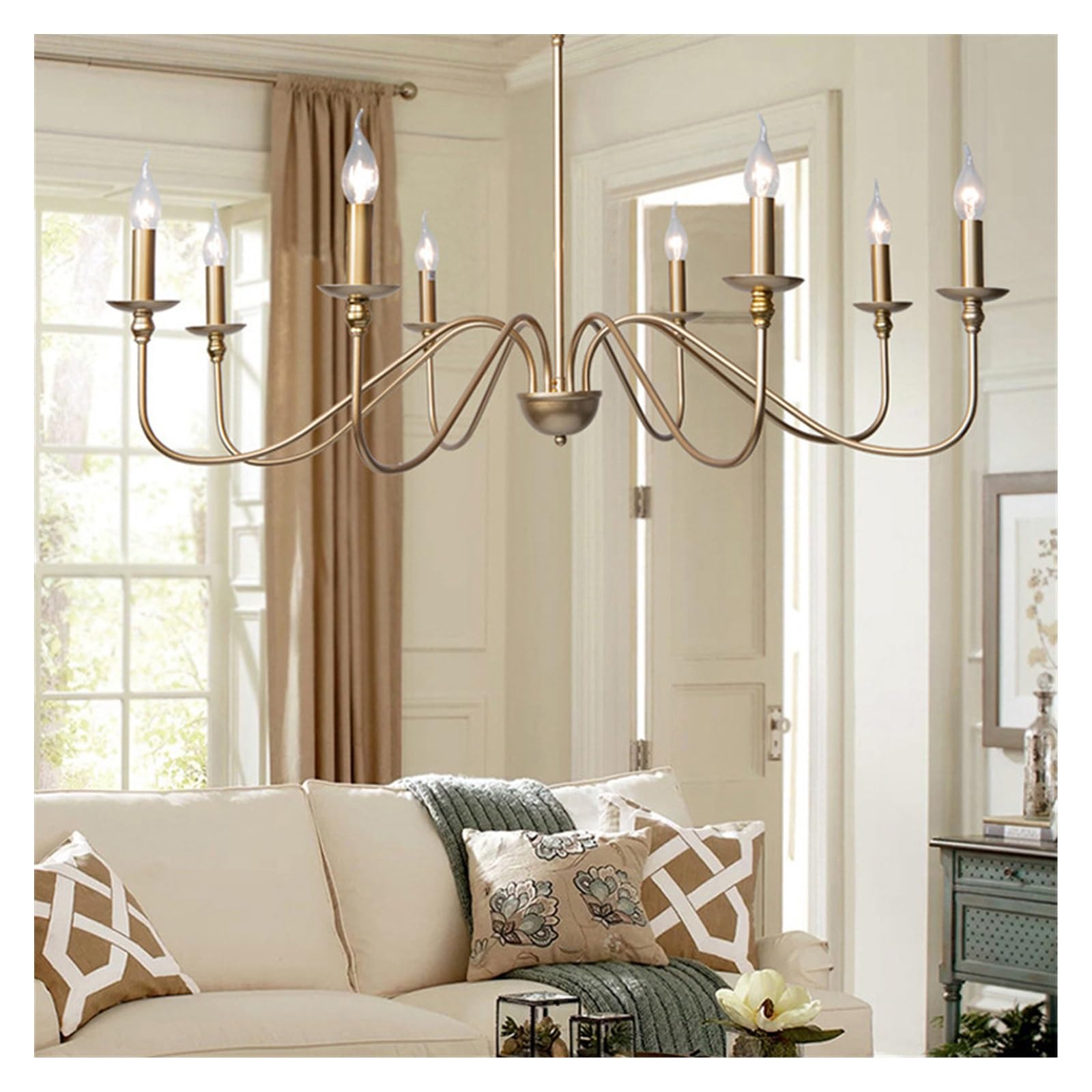 Lustre moderne grand espace éclairage 8 têtes pour séjour sombre