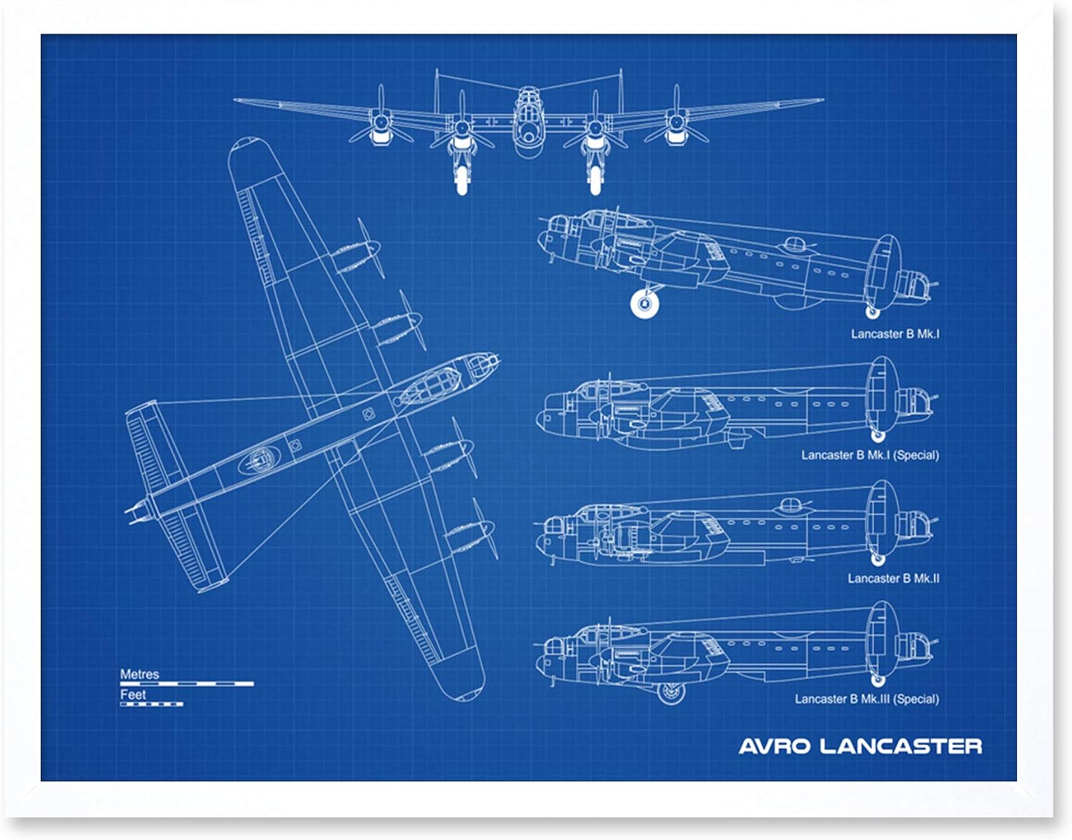 Avro Lancaster Bomber Aircraft Plane Blueprint Plan Unframed Wall Art Print Poster Home Decor Premium
