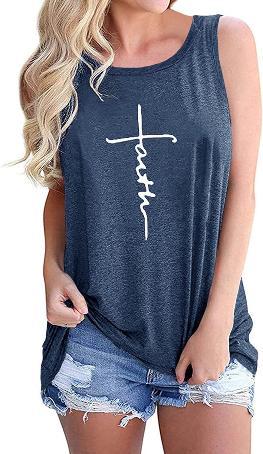 Gemijack Womens Summer Racerback Tank Tops Workout Loose Fit Graphic Sleeveless Tees Shirts