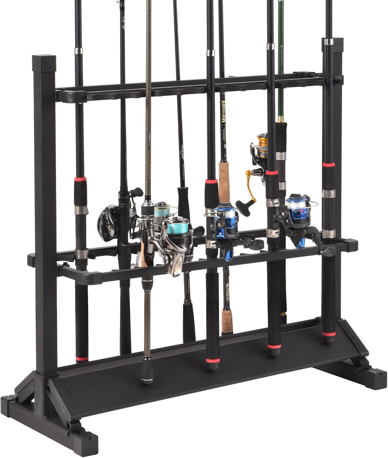 Fishing Rod Holders,Fishing Pole Holders,Fishing Rod Rack,24 Slots to Hold Rods & Reel Combo,Lightweight Aluminum Vertical Fish Pole Garage Storage Ground Display Stand (Black)