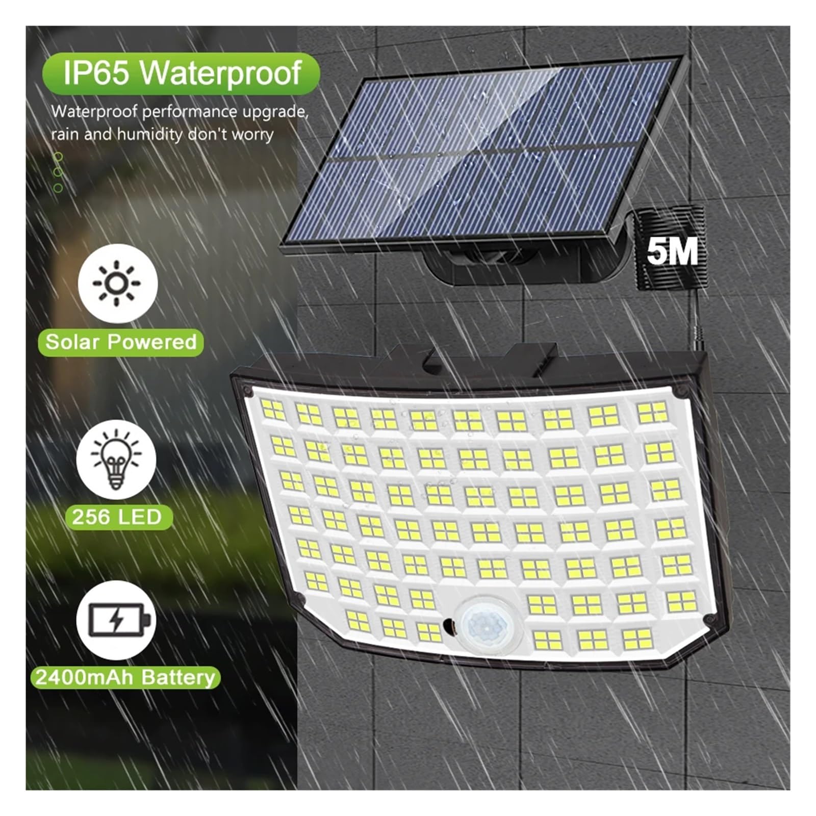 Lampy solarne zewnętrzne, 256 LED Solar Light Super Bright Flood Lights With Remote IP65 Wodoodporna lampa ścienna 3 tryby do dekoracji ogrodu