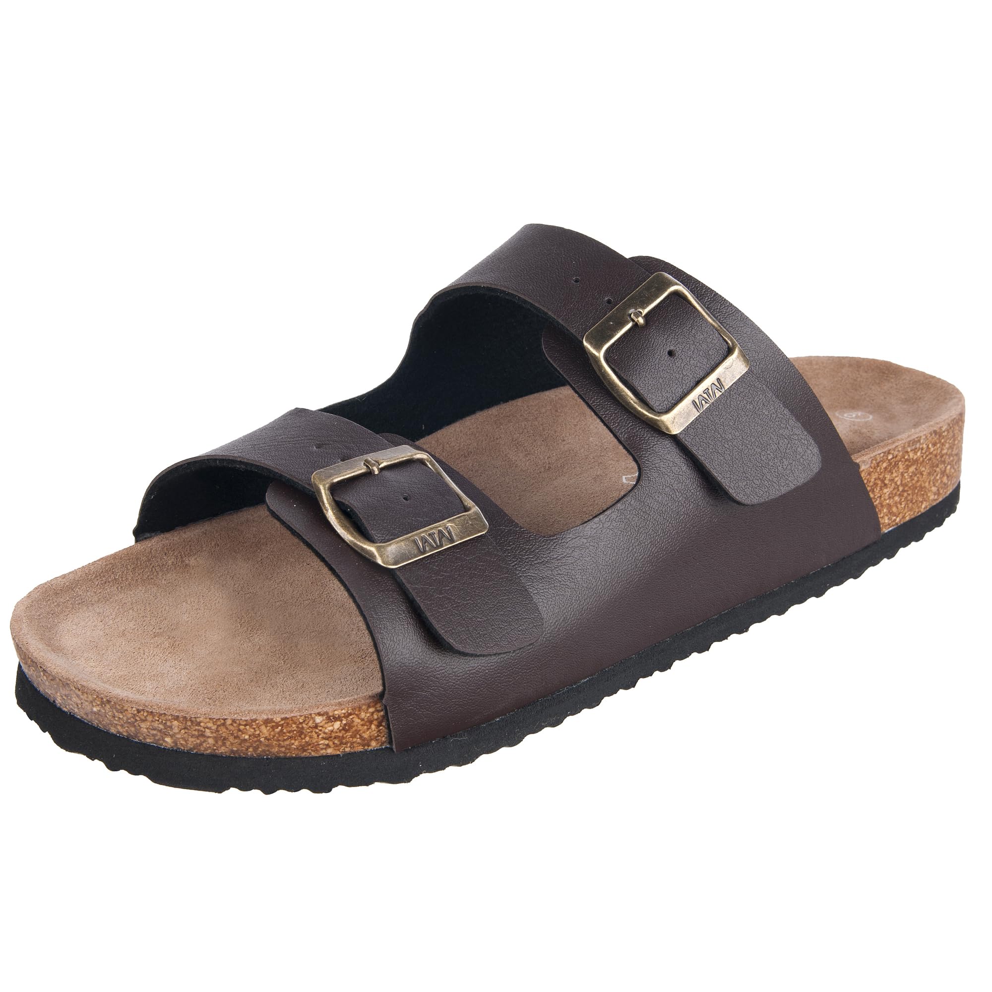 WTWMen's Cork Footbed Sandals Slip on Beach Slide Slipper Shoes with Adjustable Metal Buckle Strap for Men Causal Style