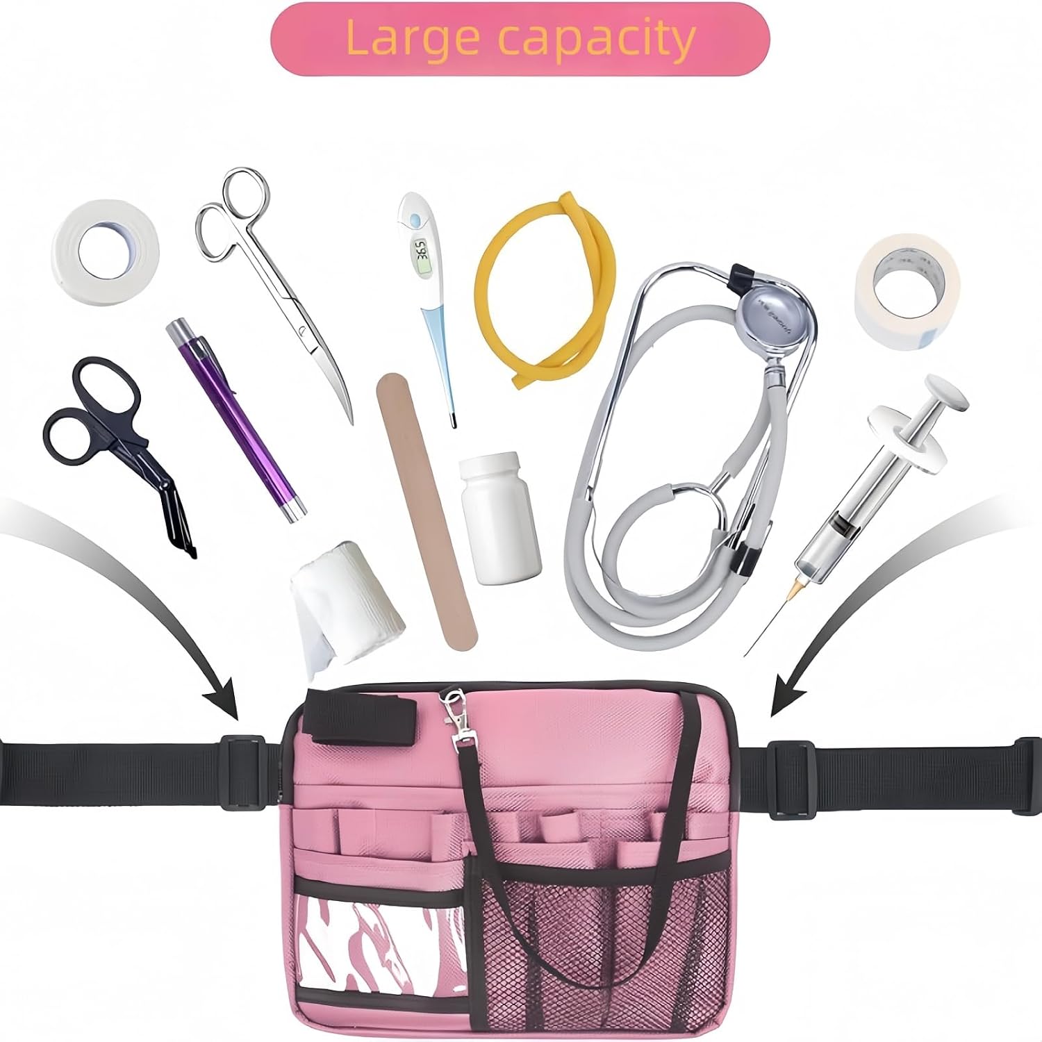 Yodilala Nurse Fanny Pack,Medical Waist Bag Medical Gear Pockets Storage for Stethoscopes,Utility Waist Storage Bag,Adjustable Waist Strap，Bandage Scissors and Other Medical Supplies（Black）