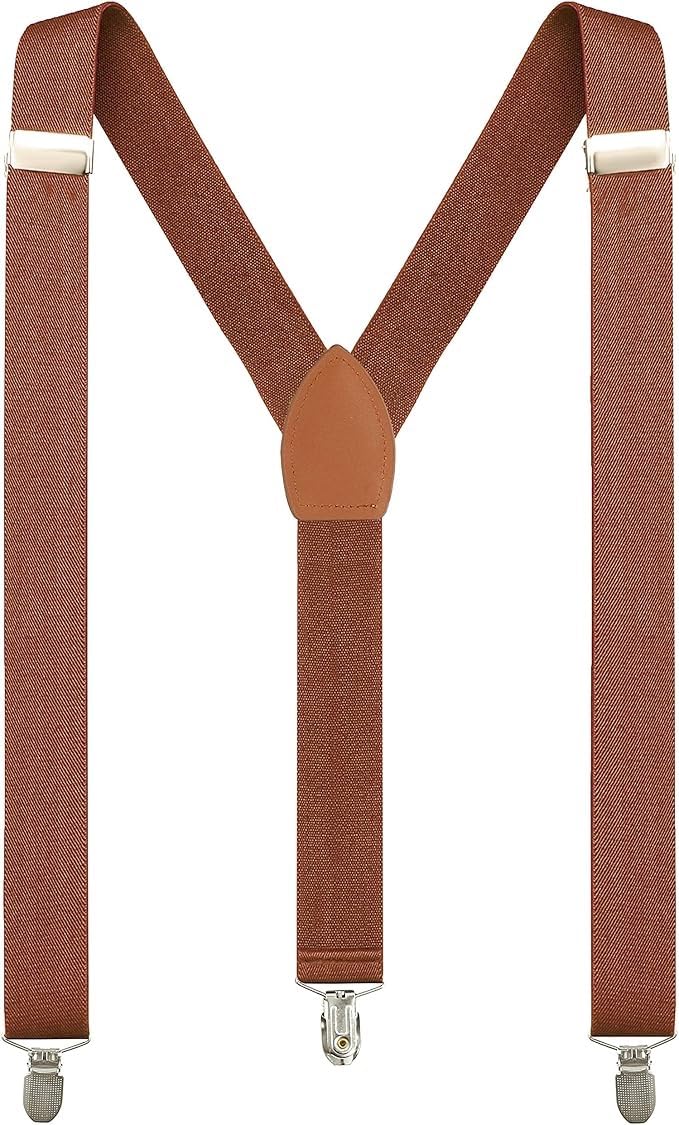 Men’s Y-shape 1.4 Inch Suspender -3 Metal Clips, Elastic Straps