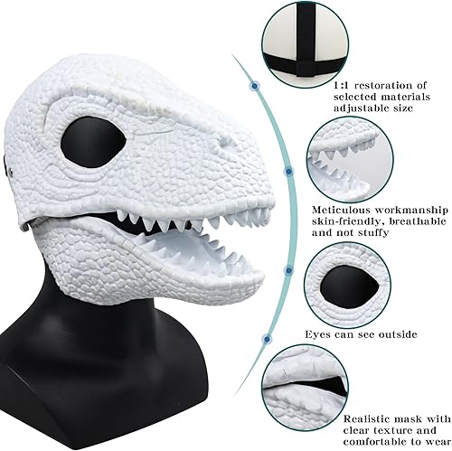 Miniatura 4 de AMUGEL Máscara de dinosaurio con mandíbula de apertura, disfraz de dinosaurio para Halloween, dinosaurio, cosplay, fiesta, accesorios